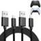 Knocery Câble Chargeurpour PS5/PS5 Pro Manette, 2 Paquets 3 Meter Câble pour Serie X Serie S Manette/pour NS Manette, Câble de Données Tressé en Nylon Type-C, Noir