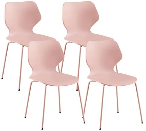 WeHome - Set 4 Sedie Moderne In Polipropilene Colorato, Sedie Sala Da Pranzo Con Gambe In Metallo, Sedia Cucina Moderna 4 Pezzi 58x47x82 cm, Sedie Colorate Design (Rosa)