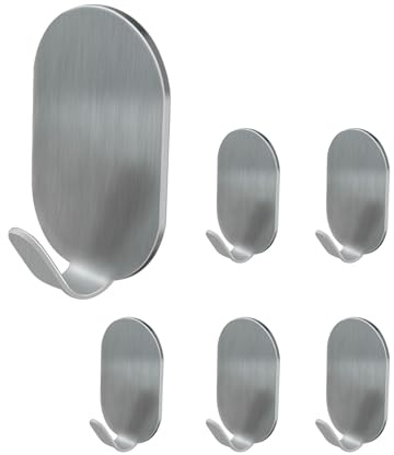 BOBOZAN Sticky Hooks, 6 Pack Self Adhesive Hooks Extra Strong Stick on Wall Over Door for Hanging Clothes Coat Robe Bath Towel in Bathroom Shower Kitchen