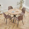 GrandCA HOME Esstisch und Stuhlset, 100 cm Runder Esstisch und 4 Moderne Leinenstühle, für Esszimmer, Küche, Wohnzimmer (Helle + Braun)