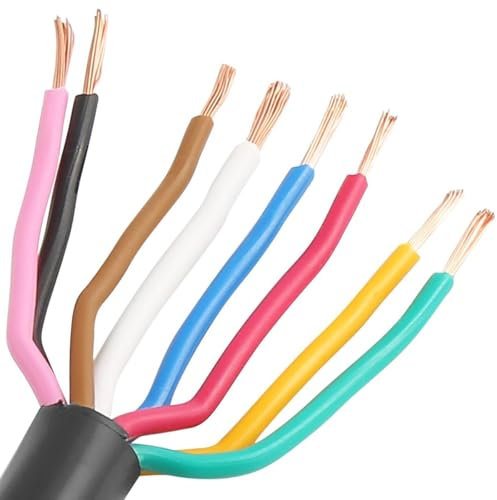 DARKGUARD Câble 8 Conducteurs de Cuivre, 5M Câble Électrique pour Remorque 8 Fils, 12V/24V Rond Cable pour Remorque Caravane Automobile LED Feux Arrière Câblage (7x0.5mm²+ 1x1.0mm²)