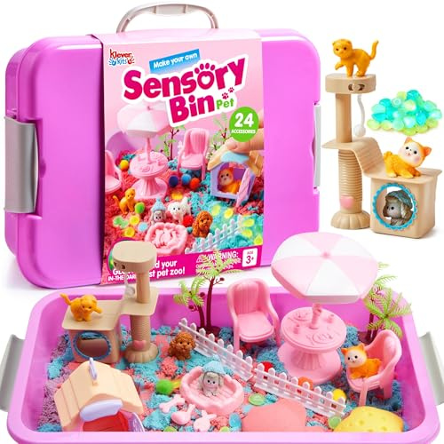 Klever Kits Spielsets, geeignet für Jungen und Mädchen im Alter von 3, 4, 5, 6, 7 und 8 Jahren, Sandspielzeug, sensorische Lernbox, Lern Geschenk. (Haustier)