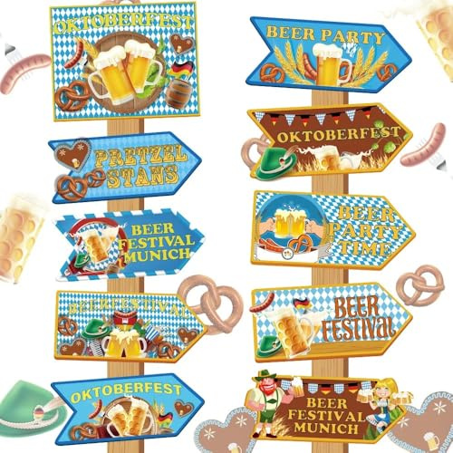 RunFar shop Oktoberfest Deko Biergarten Schilder Partyschilder Rasenpfähle Papier Wegweiser Party Dekoration ür Oktoberfest Bierfest - Biergarten Geschenk zur Gartenparty