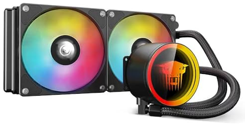 TZMRIT TK1 Coloured Light Aio Water Cooling CPU Cooler 800-1800RPM PWM Fan for LGA115X/1200/1700/1366/2011/2066, for FM2/FM2+/AM3+/AM4/AM5 (240BK)