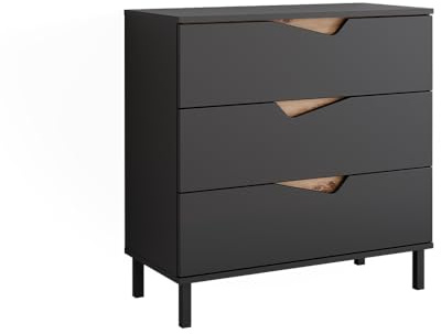 Vicco Kommode Marelle, Anthrazit/Artisan, 80 x 81.2 cm | mit 3 Schubladen, zur Aufbewahrung von Kleidung und Accessoires geeignet