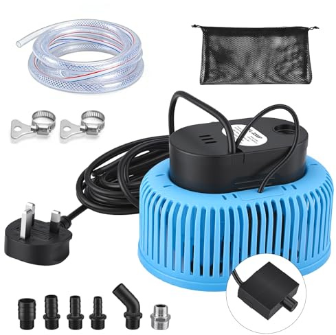 850GPH Automatic Submersible Water Pump with Float Switch | Sump, Pond & Pool Pump with 5M Hose, 3 Nozzles & 25FT Cord | for Draining Pool Covers, Tubs, Puddles