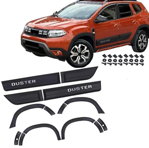 ZEC AUTO Fender Flares & Side Door Moulding Kit Compatible with Dacia Duster 2018-2023, Heavy-Duty Matte Black ABS Plastic Wheel Arch Covers, Off-Road Exterior Body Cladding Accessory Set