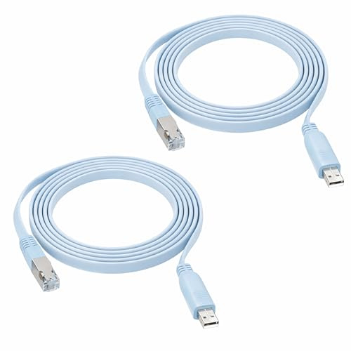 2 cavi da USB a RJ45 da 1,8 m per router/switch RS232 con chip FTDI per router e switch Cisco, compatibile con Windows, Linux e Mac OS, per configurare periferiche