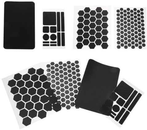 SHINEOFI 8 Sheets Black Peva Anti-slip Grip Tape for Tablet and Laptop, Hexagon Shape Microtexture Embossing, Enhanced Device Stability and Stable Hold for Gaming Sessions and Professional