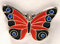 Mainly Metal Anstecknadel, Brosche, emailliertes Metall, Schwarz, Rot, Blau, Motiv: Schmetterling