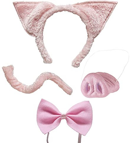 W WIDMANN MILANO Party Fashion 9079P - Verkleidungsset Schwein, Ohren, Nase, Fliege und Schwanz, Mottoparty, Karneval