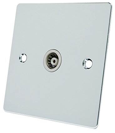 Alliance Electrical FPC1GTVWH White Insert 1 Gang Flat Coaxial Female TV Socket - Polished Chrome