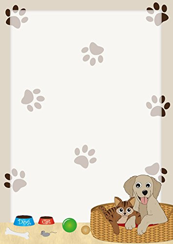 Briefpapier Hund und Katze DIN A4 90 g/m² Motivpapier (50 Blatt)