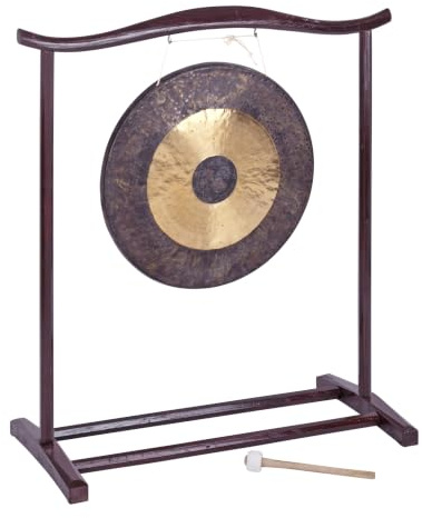 Betzold Chinesischer Gong mit Holzstativ und Schlägel | Durchmesser 50 cm, Musikinstrument