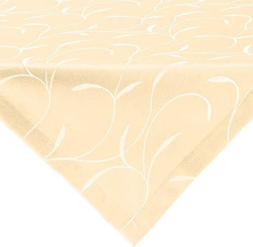 Erwin Müller Tischwäsche, Mitteldecke, Tischdecke Uni, Remscheid Sekt Größe 100x100 cm - hochwertige Qualität mit Fleckschutz ausgerüstet und Kuvertsaum, Rankenmuster