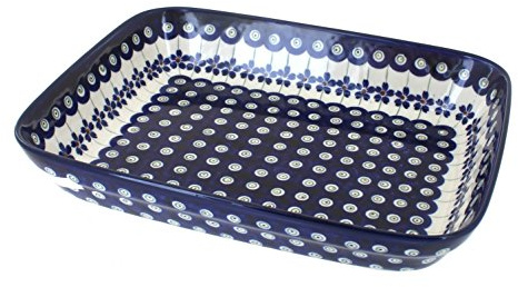 Bunzlauer Keramik Auflaufform für 2 Personen 25,5x19,5cm, H=4,5 cm, Dekor 166a