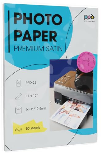 PPD Inkjet - A3 x 50 Hojas de Papel Fotográfico Satinado Perlado 280 g/m² - Calidad Profesional - Secado Instantáneo - Para Todas Impresoras de Inyección de Tinta - PPD-22-50