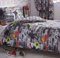 Kidz Club Jugendliche Einzelbett Bettbezug und Kissenbezüge Bettwäsche-Set Cool Skateboards und Graffiti Bettbezug Set – Tricks, grau