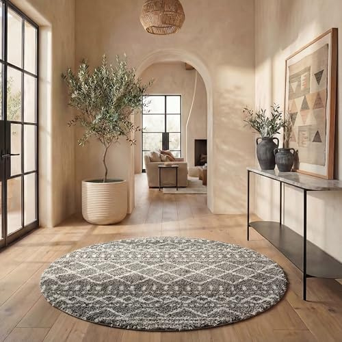 SAFAVIEH Zottelig Teppich für Wohnzimmer, Esszimmer, Schlafzimmer - Arizona Shag Collection, Kurzer Flor, Braun und Elfenbein, 201 X 201 cm
