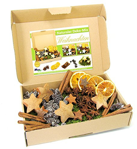 MGS SHOP Deko - Mix WEIHNACHTEN Bastelset kreative Idee Natur Dekoration mit Moos Anis Zimt Orangenscheibe Kokosstern (NATUR)