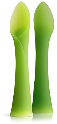 OlaSprout Lot de 2 Cuillères pour Bébé à Extrémité Souple, de Sevrage, Cuillère d'Apprentissage Silicone - sans BPA, 4 Mois et +