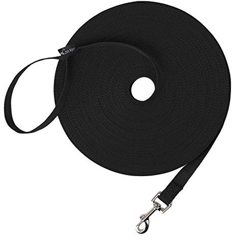 Hi Kiss Schleppleine für Hunde/Welpen, Gehorsamkeits-Trainingsleine – 4,6 m 6,1 m 9,1 m 15,2 m 30,5 m Trainingsleine – ideal zum Spielen, Camping oder Garten – Schwarz 9 m