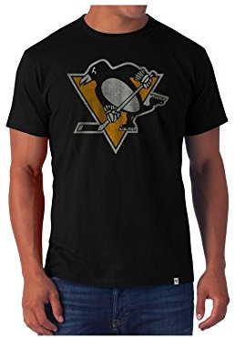 '47 NHL T-Shirt Pittsburgh Penguins Black Logo Scrum Brand Eishockey (L)