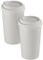 Rosenstein & Söhne Kaffeebecher: 2 Coffee-to-go-Becher aus Keramik, Silikondeckel, 250 ml, doppelwandig (Thermobecher Keramik doppelwandig, Silikondeckel Kaffeebecher, Getränkehalter)