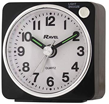 Ravel - Longford Mini Travel Quartz Alarm Clock - Black/White