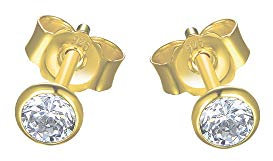 DOOSTI Damen Ohrstecker 925/- Silber Gelbgold vergoldet, 5,0mm Durchmesser
