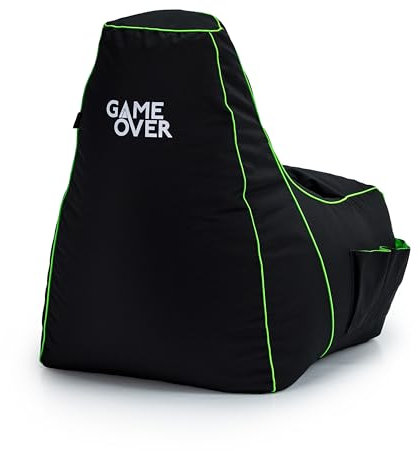 Game Over Fel Magic Video Gaming Bean Bag Chair | Indoor Living Room | Side Pockets for Controllers | Headset Holder | Ergonomic Design for the Dedicated Gamer