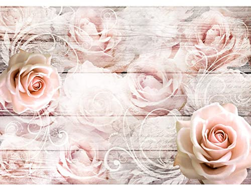 Runa Art Fototapeten 396 x 280 cm Vintage Blumen - Vlies Wanddekoration Wohnzimmer Schlafzimmer - Deutsche Manufaktur - Rosa 9463012b