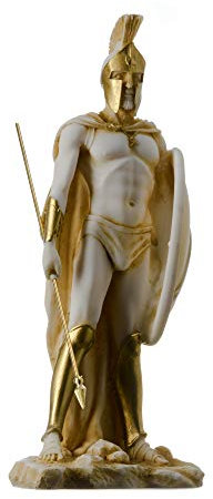 Leonidas Statue griechischer Spartanischer König Skulptur Figur Alabaster, Goldton, 23 cm