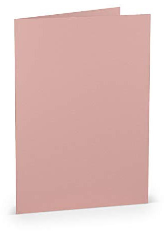 PAPERADO 50 Faltkarten DIN A5 - Rose gerippt Alt-Rosa - 220 g/m² - 14,8 x 21 cm - Blanko Doppelkarten Klappkarten Einladungskarten