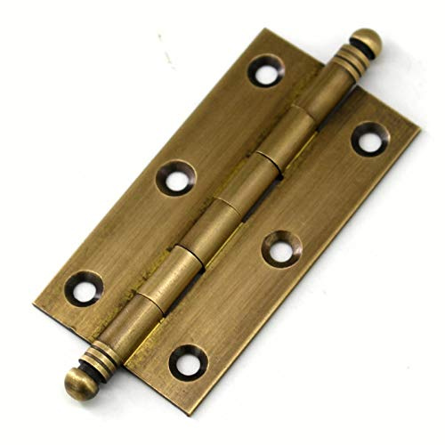 Decorative Antique Brass Cabinet Hinges Small Kitchen Cupboard Door Butt Hinges 2inch 2Pack (2,2inch)
