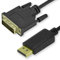 OcioDual Câble DisplayPort vers DVI 1,8m Noir Cordon Adaptateur Convertisseur Display Port DP Mâle M/M Full HD 1080p pour Laptop