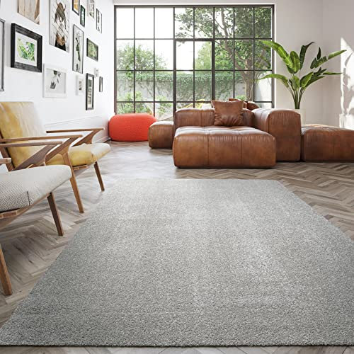 Rugs Essentials Maschinenwaschbarer Teppich, Einfarbiger Teppich für Wohnzimmer - Schlafzimmer, Fußbodenheizung geeignet, Recycelbar, Pflegeleicht, 100% Polypropylen, 160x230 cm, Grau