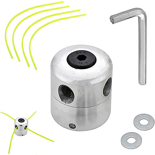DUOJIN Cabezal de Aluminio para Desbrozadora Con 4 Líneas, Cuerda de Siega, Disco de Montaje y Llave Inglesa - Accesorio para Corte de Hierba y Paja