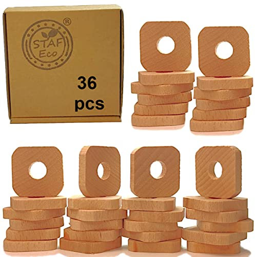 STAFECO Moth Repellent for Wardrobe Natural 100% Natural Alternative To Moth Balls Wood Rings with Oil (Medium 36)