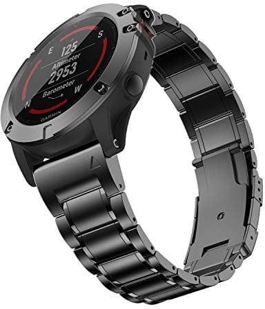 HQEUZ Titan Armband 26mm Kompatibel für Fenix 7X/6X/5X Metall Uhrenarmband Quick Fit Ersatzarmband kompatibel mit Garmin Enduro/Fenix 7X / Fenix 6X/6X Pro/Fenix 5X/5X Plus/Fenix 3/3HR, Schwarz