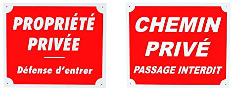 Januel - Panneau Propriété Privée Défense d'Entrer - 30x25cm - Rouge & Blanc - Akylux Souple 4mm & Panneau Chemin Privé Passage Interdit - 30x25cm - Rouge & Blanc - Akylux Souple 4mm Taille Unique