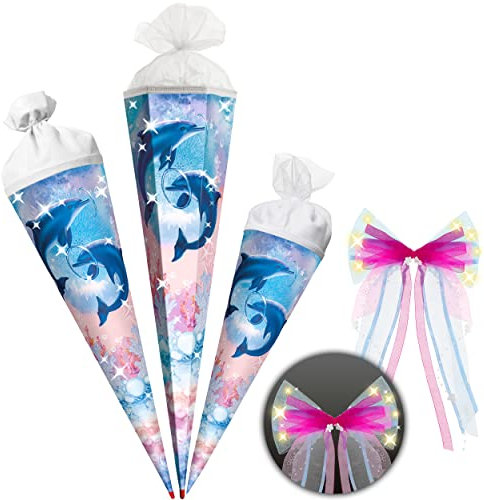 alles-meine.de GmbH mit Glitzer & Glimmer ! Schultüte - Delfine - Unterwasser 35-100 cm Größe wählbar Zubehör - passende kleine Deko Schultüten - Zuckertüte - Tüllabsch..