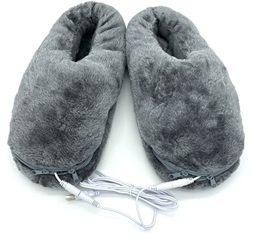 SEITG USB Heated Shoe Electric Heating Slippers Foot Heaters - Can Unpick and Wash (Gray)