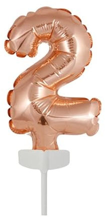 NEU Folienballon Geburtstagszahl Kuchen Cake Topper Zahl 2 Roségold, ca. 13 cm