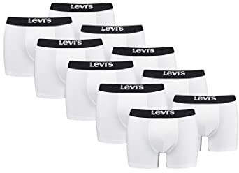 Levi's Solid Herren Boxershorts Unterwäsche aus Bio-Baumwolle im 4er Pack, Farbe:White/Black, Bekleidungsgröße:M