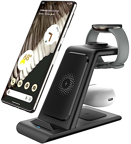 SPGUARD Wireless Charger for Google Pixel Watch,3 in 1 Wireless Charging Station for Google Pixel 9/9 Pro/8/8Pro/7/7a/7 Pro/6/6 Pro/5/4/3/XL/Fold,Pixel watch1(Not compatible with the watch 2/3)