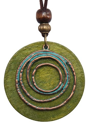 GelConnie Leather Cord Necklace Multilayer Chain with Wooden Pendant Vintage Jewelry Boho Long Sweater for Women Men