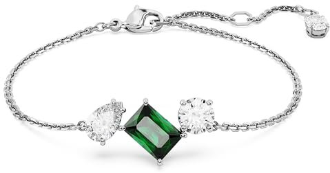 Swarovski Mesmera Armband, Rhodiniertes Damenarmband mit Grünem Element und Strahlenden Swarovski Kristallen