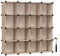 SONGMICS 16-Cube Storage Unit, Shoe Rack, DIY Shelving System, Stackable Cubes, PP Plastic Shelf, Wardrobe, Closet Divider, for Bedroom, Office, 31 x 123 x 123 cm, Tan LPC442K01