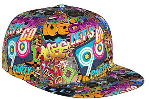 Mode 80er 90er Jahre verstellbare Snapback-Mütze für Männer und Frauen, Sonnenkappe, Hip-Hop-Kappe, Baseballkappe, Flache Krempe